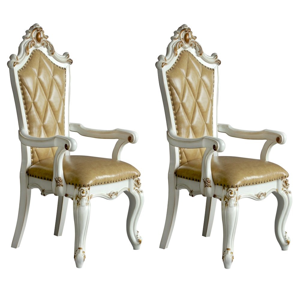 Butterscotch and Antique Pearl Tufted Arm Chairs ( Set of 2). Picture 1