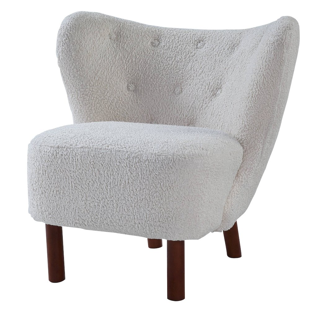 White Wingback Accent Chair. Picture 1
