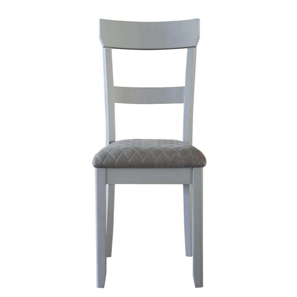 Two Tone Grey and Pearl Grey Ladder Back Side Chairs (Set of 2). Picture 2