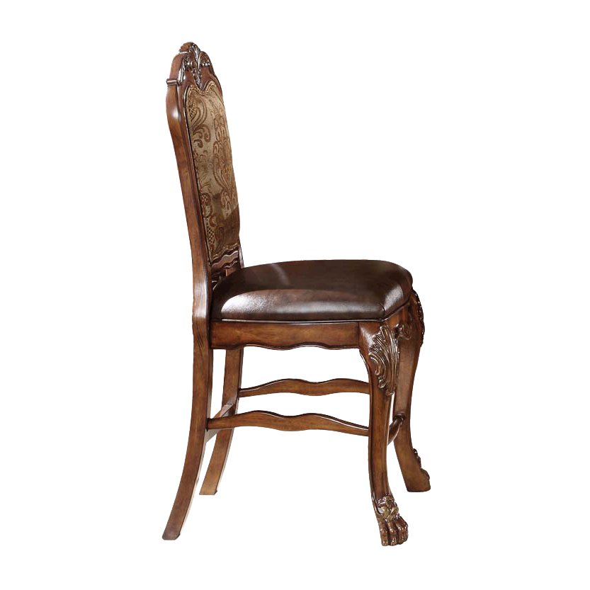 Beige and Cherry Oak Counter Height Chairs (Set of 2). Picture 2