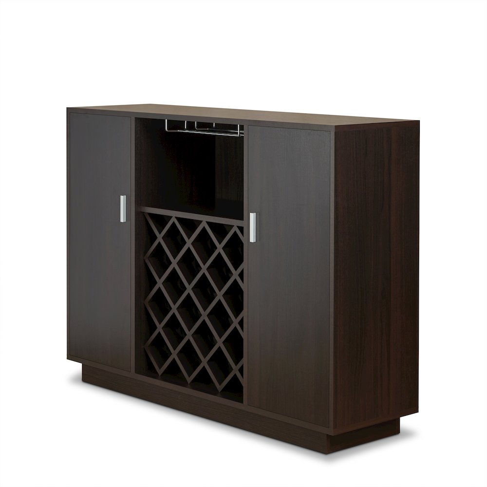 Espresso 2-door Rectangular Wine Cabinet with Steamware Rack. Picture 1