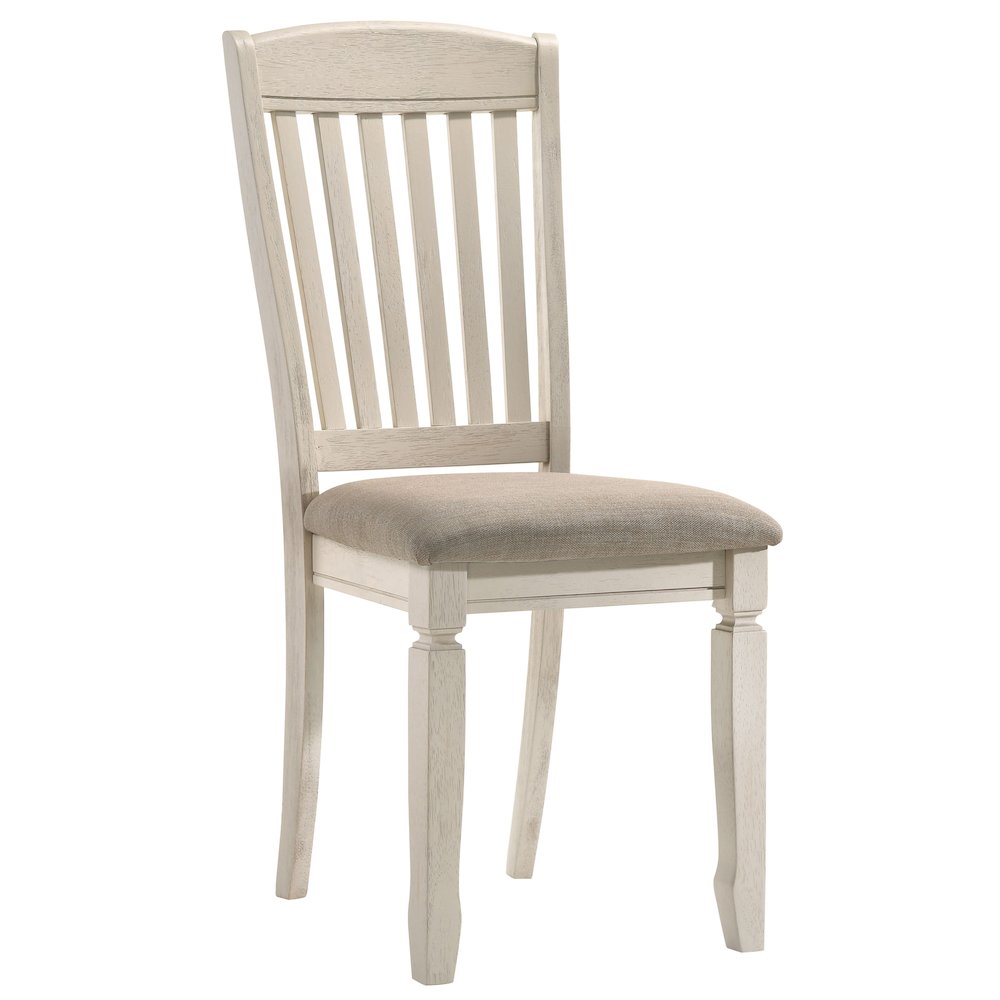 Tan and Cream Slatted Back Side Chairs (Set of 2). Picture 1