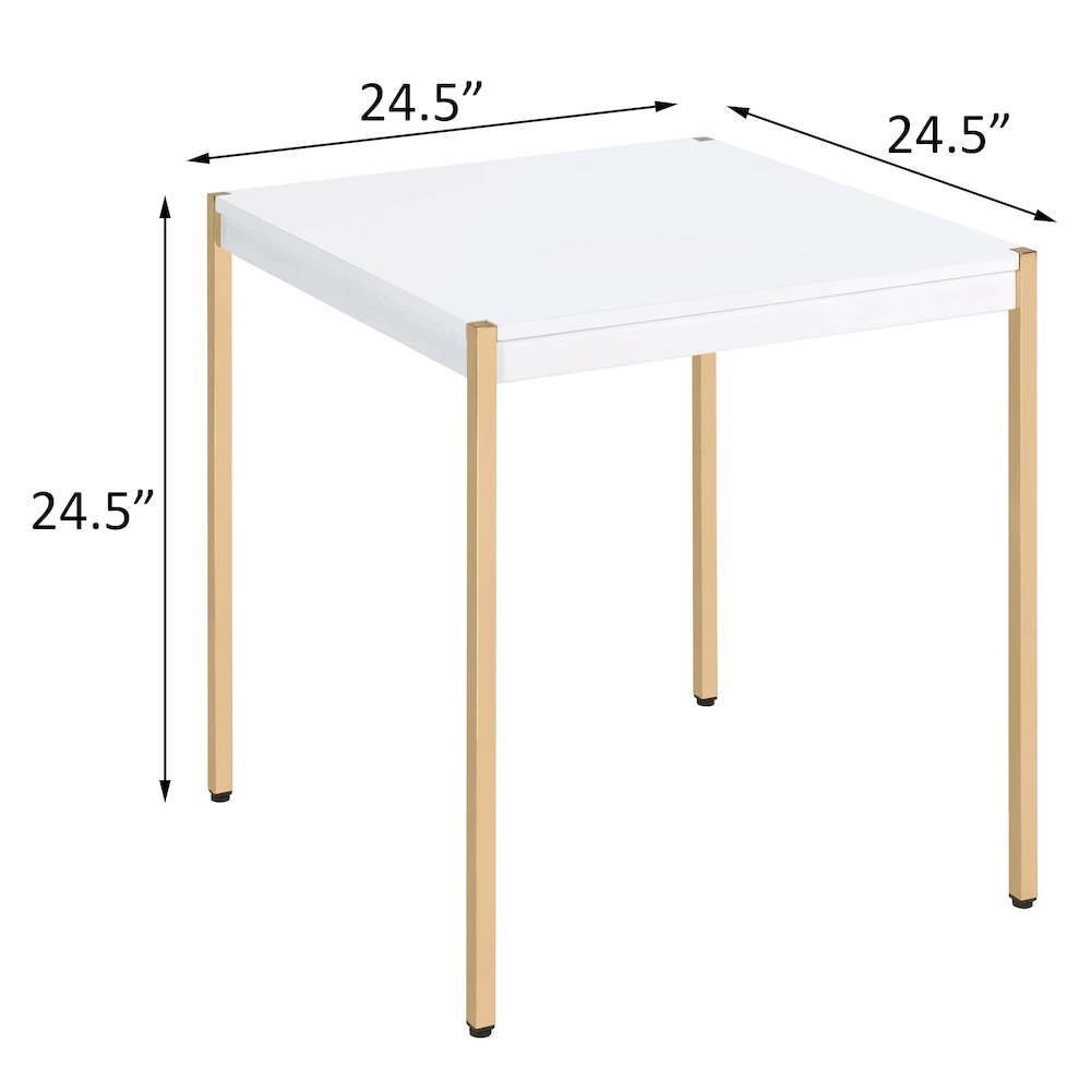 White and Gold Square End Table. Picture 4