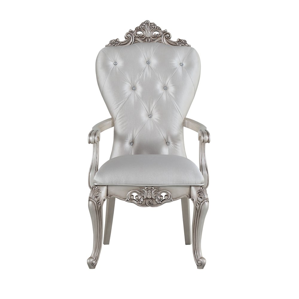 Cream and Golden Ivory Tufted Arm Chairs (Set of 2). Picture 2