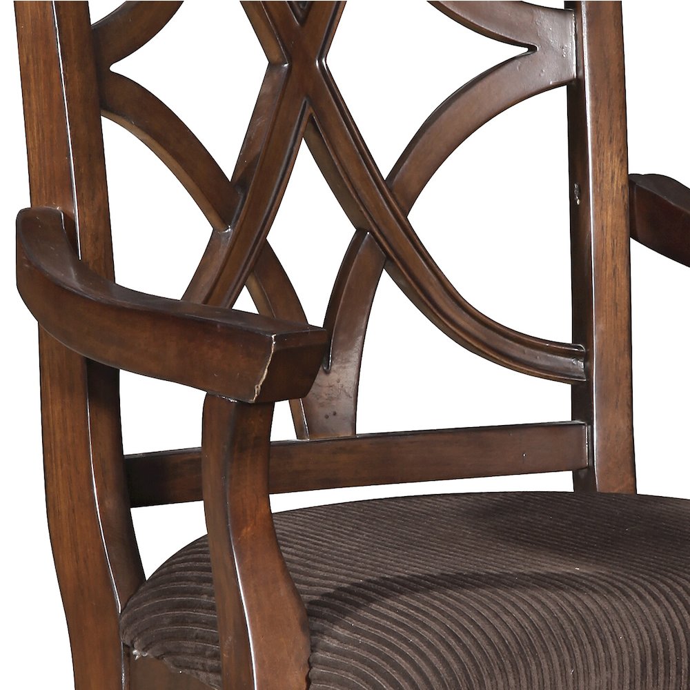 Brown and Dark Walnut Cross Back Arm Chairs (Set of 2). Picture 2