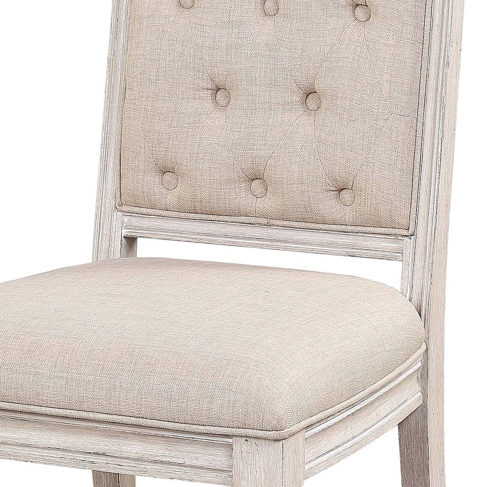 Beige and Antique Champagne Tufted Back Side Chairs (Set of 2). Picture 5