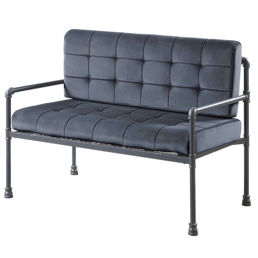 Grey and Sandy Grey Loveseat with Loose Back. Picture 1