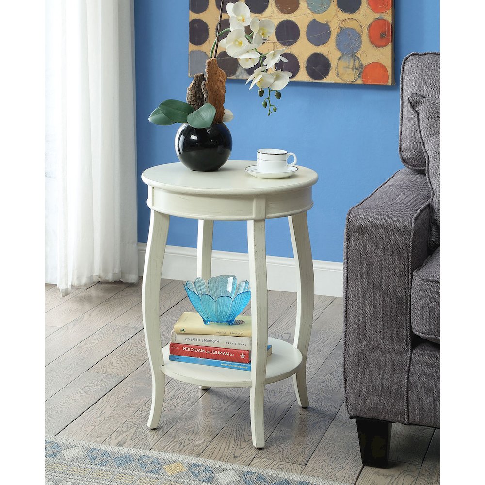 Round Side Table with Bottom Shelf. Picture 5