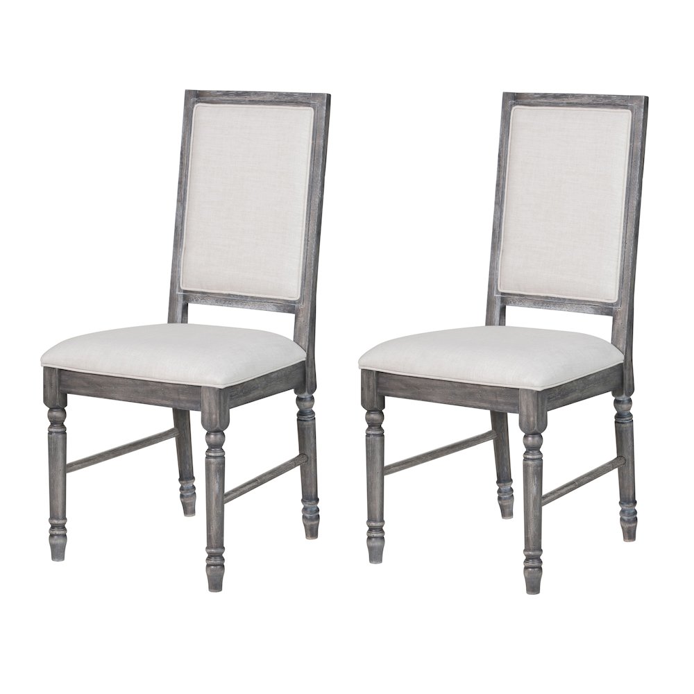 Cream and Weathered Grey Open Back Side Chairs (Set of 2). Picture 1