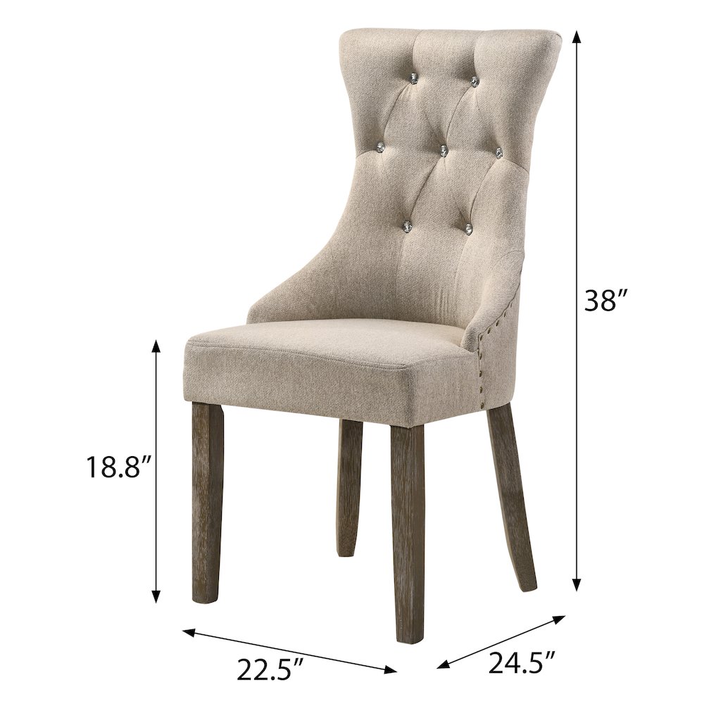 Beige and Reclaimed Grey Tufted Back Side Chairs (Set of 2). Picture 4