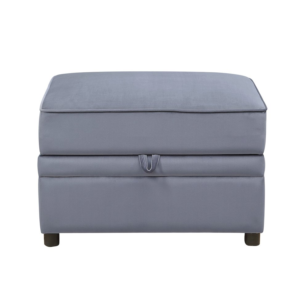 Grey Rectangle Storage Ottoman. Picture 2
