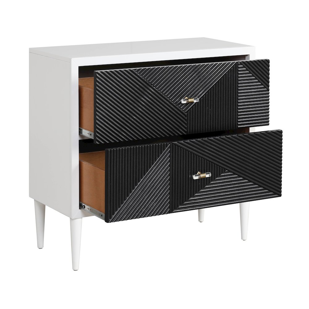 White and Black Accent Table with 2 Drawers. Picture 4