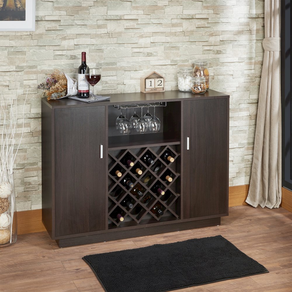 Espresso 2-door Rectangular Wine Cabinet with Steamware Rack. Picture 2