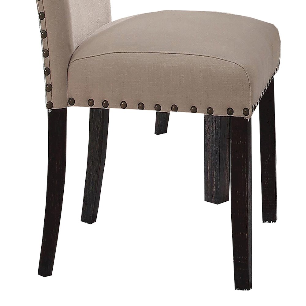 Beige and Salvage Dark Oak Upholstery Side Chair (Set of 2). Picture 5
