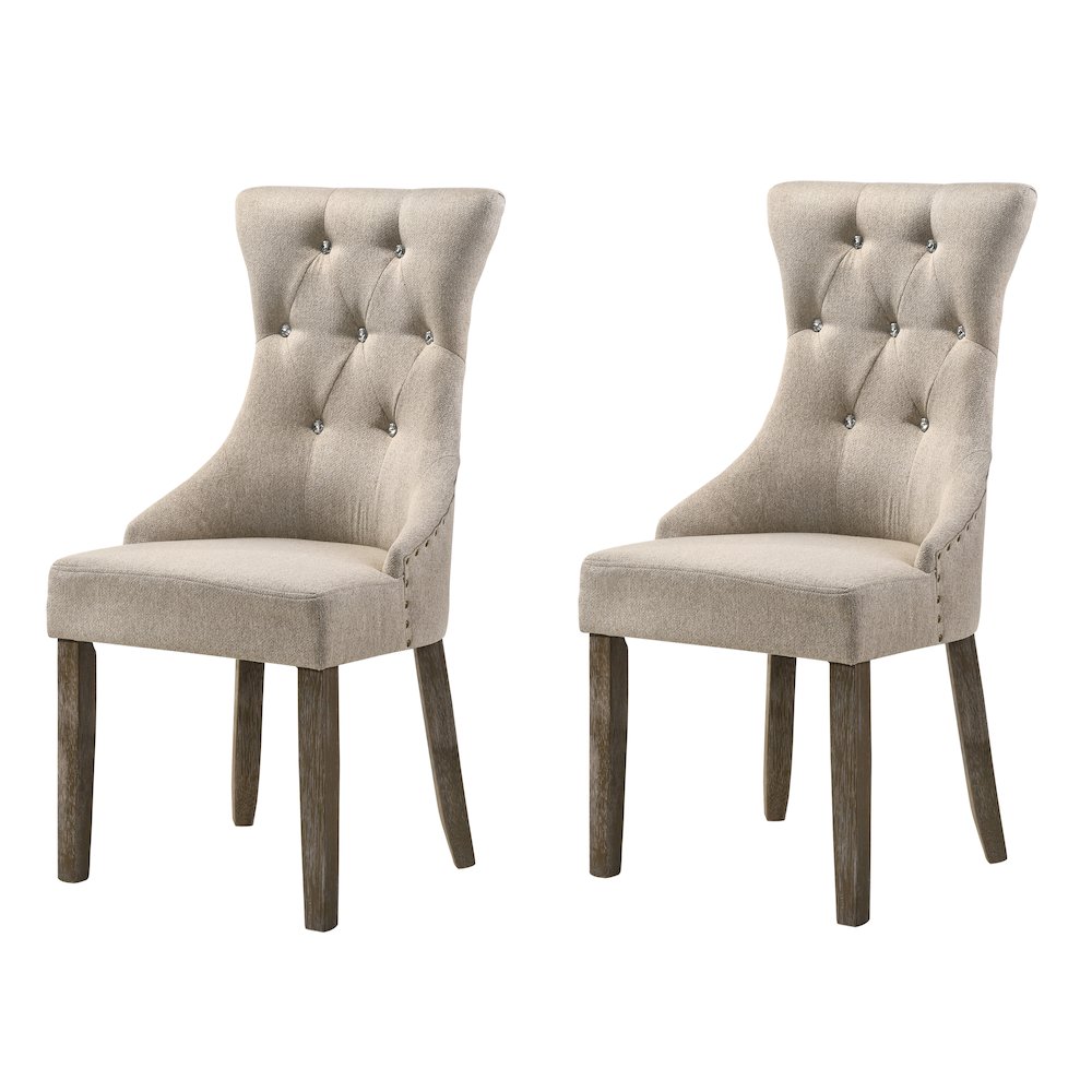 Beige and Reclaimed Grey Tufted Back Side Chairs (Set of 2). Picture 1