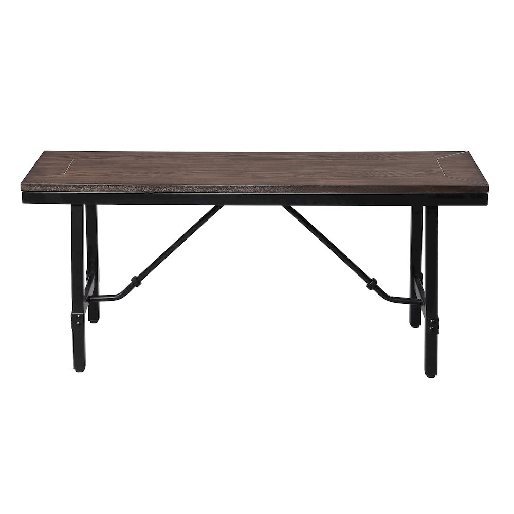 Oak and Black Rectangle Bench. Picture 2