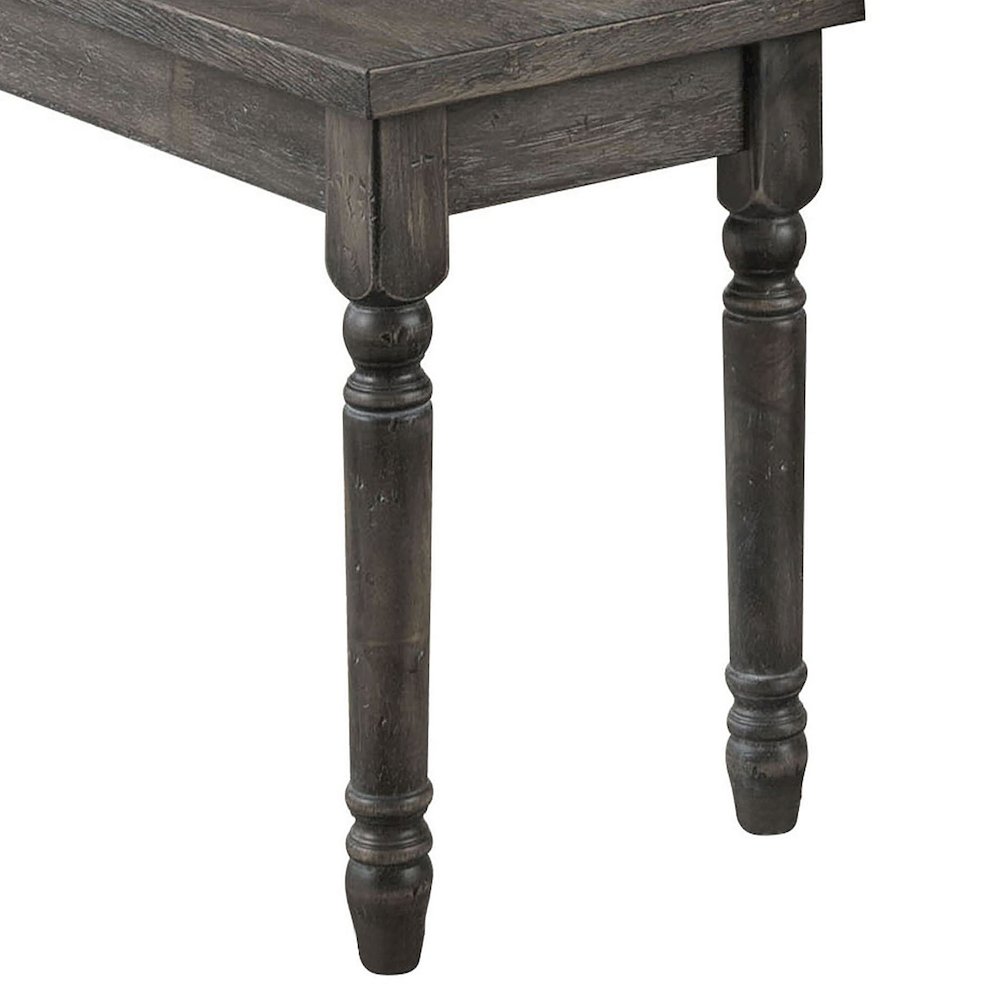 Weathered Grey Dining Bench with Turned Legs. Picture 4
