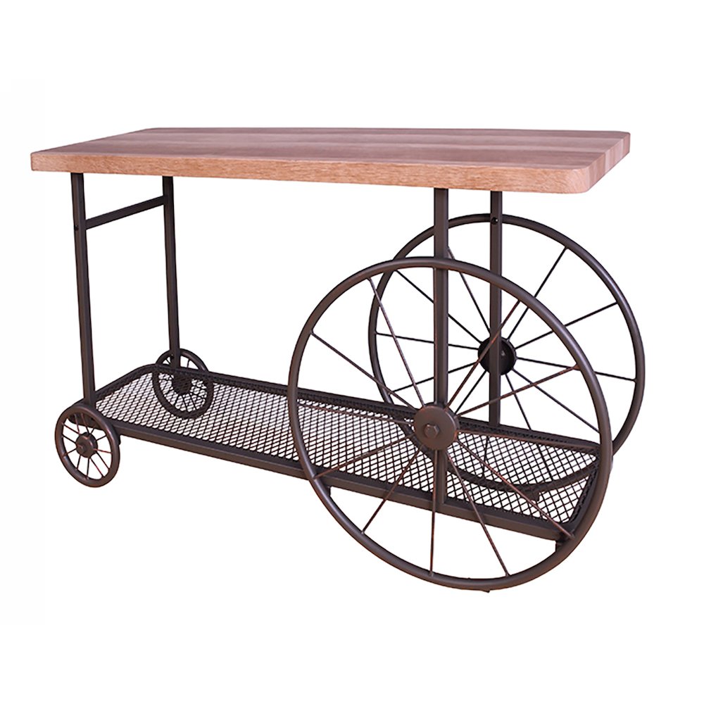 Oak and Antique Grey Sofa Table with Bottom Shelf. Picture 1