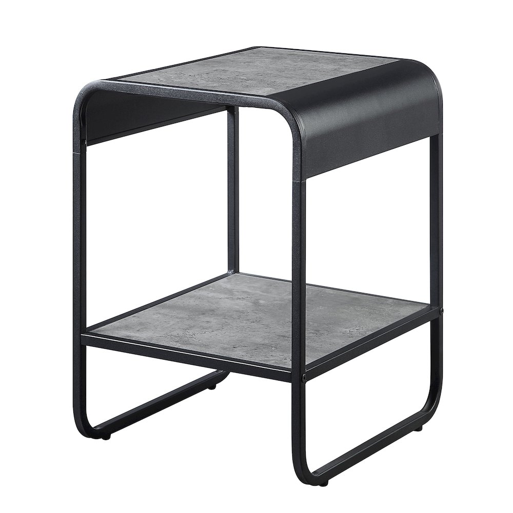 Concrete Grey and Black 1-shelf End Table. Picture 1
