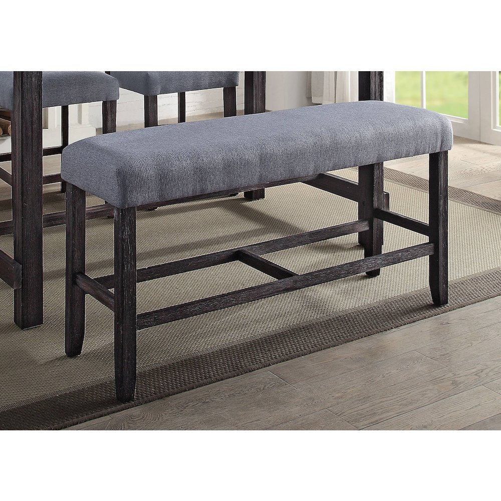Grey and Weathered Espresso Counter Height Bench. Picture 1