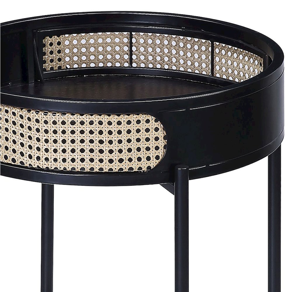 Black End Table with Tray Top. Picture 3