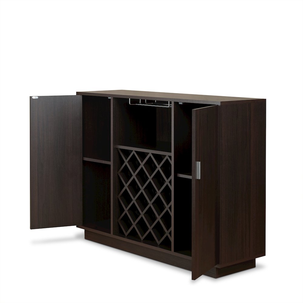 Espresso 2-door Rectangular Wine Cabinet with Steamware Rack. Picture 4