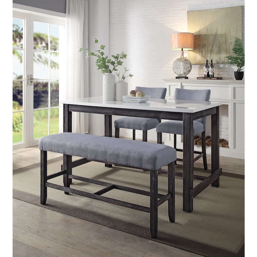 Grey and Weathered Espresso Counter Height Bench. Picture 3