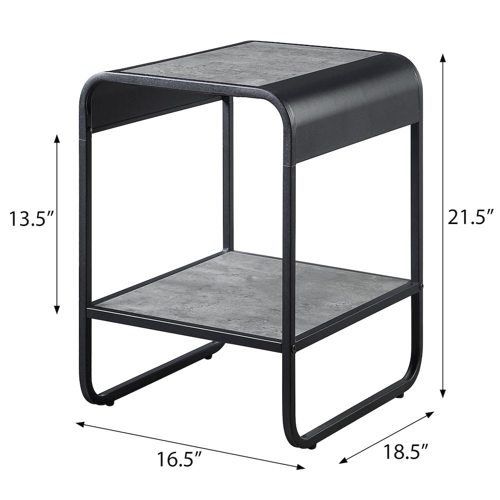 Concrete Grey and Black 1-shelf End Table. Picture 5