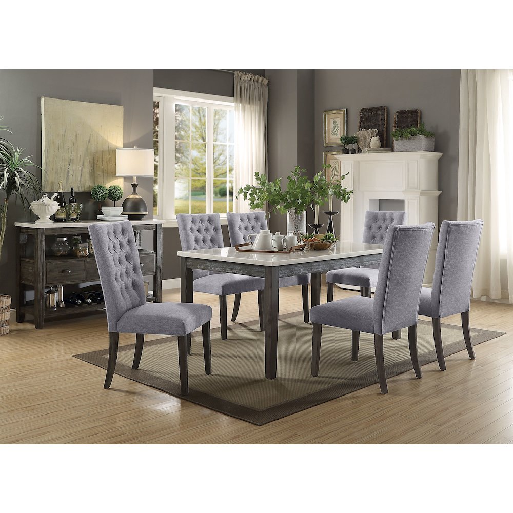 Grey and Grey Oak Side Chair with Button Tufted (Set of 2). Picture 5