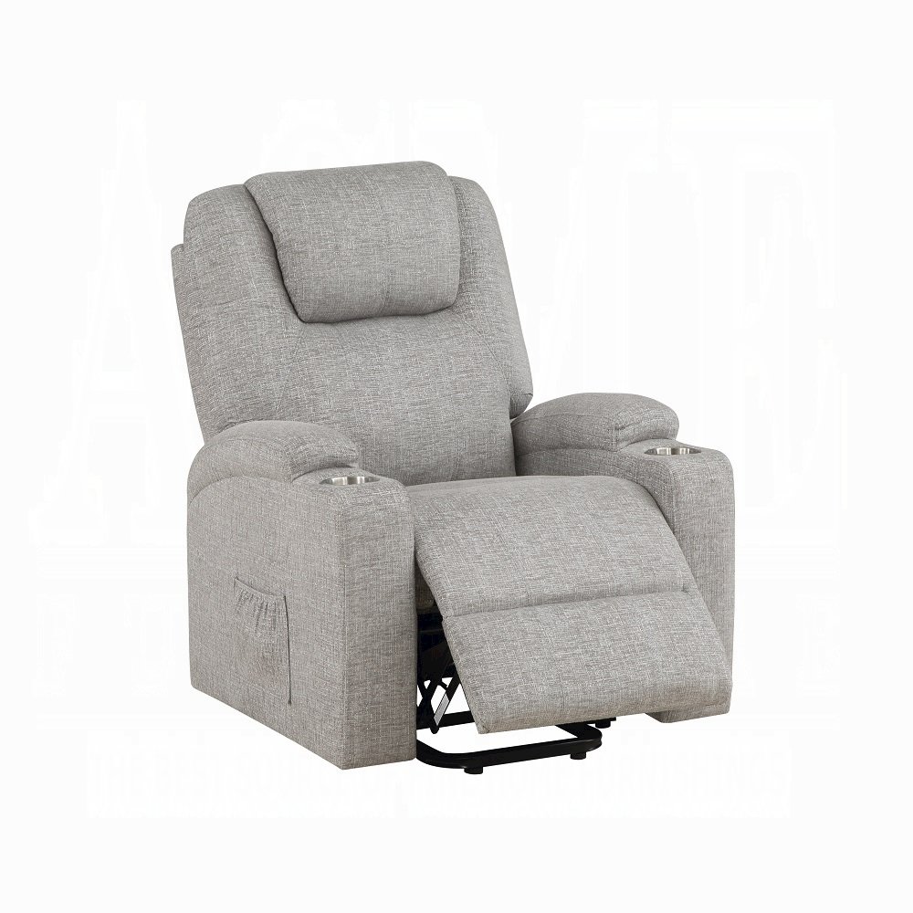 Light Grey Power Recliner with Cupholder. Picture 5