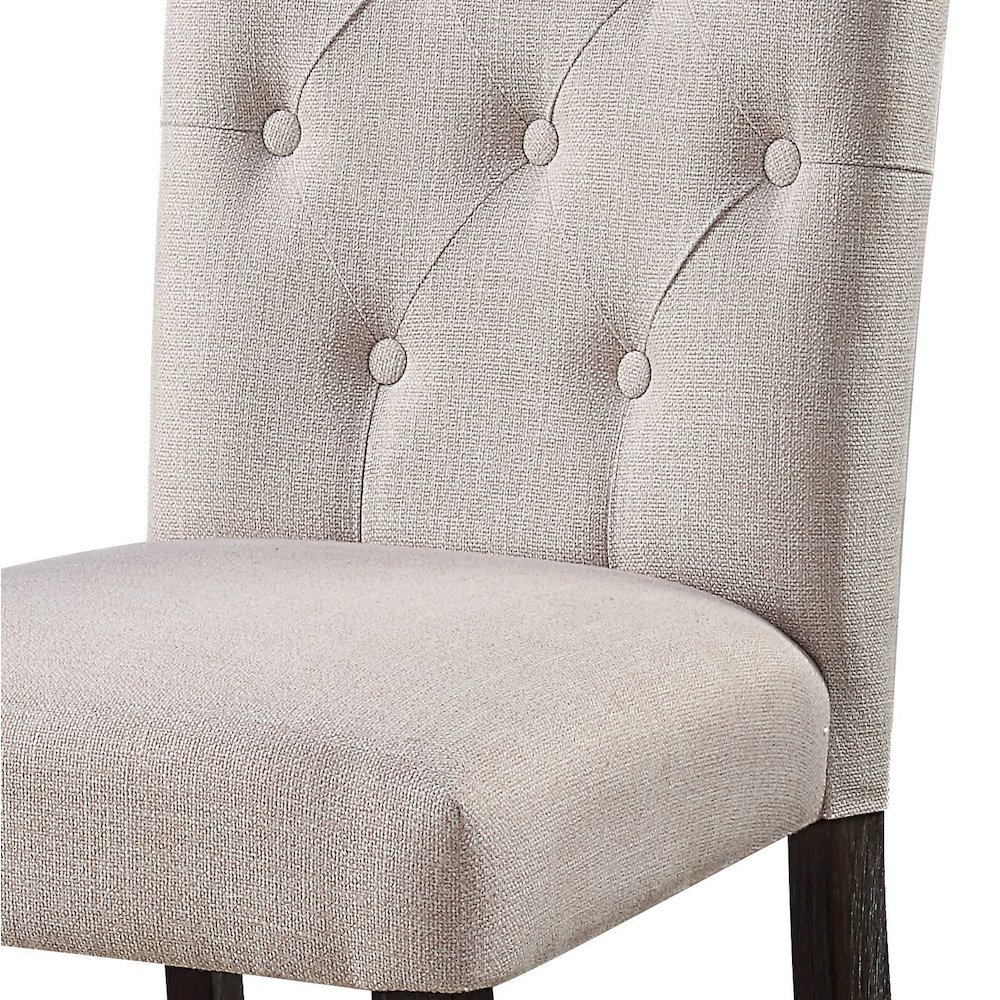 Beige and Weathered Espresso Tufted Back Side Chairs (Set of 2). Picture 5