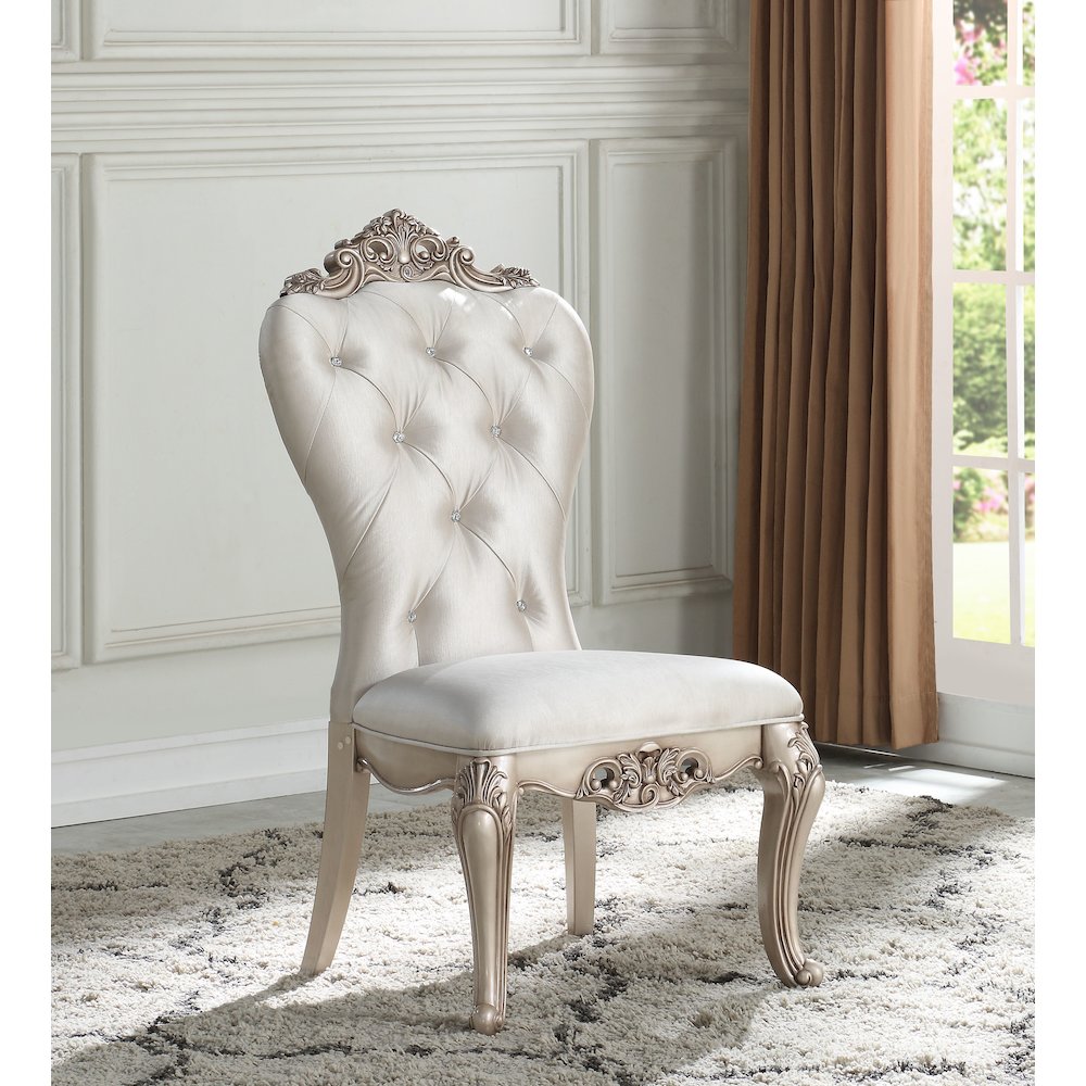 Cream and Golden Ivory Tufted Side Chairs (Set of 2). Picture 5