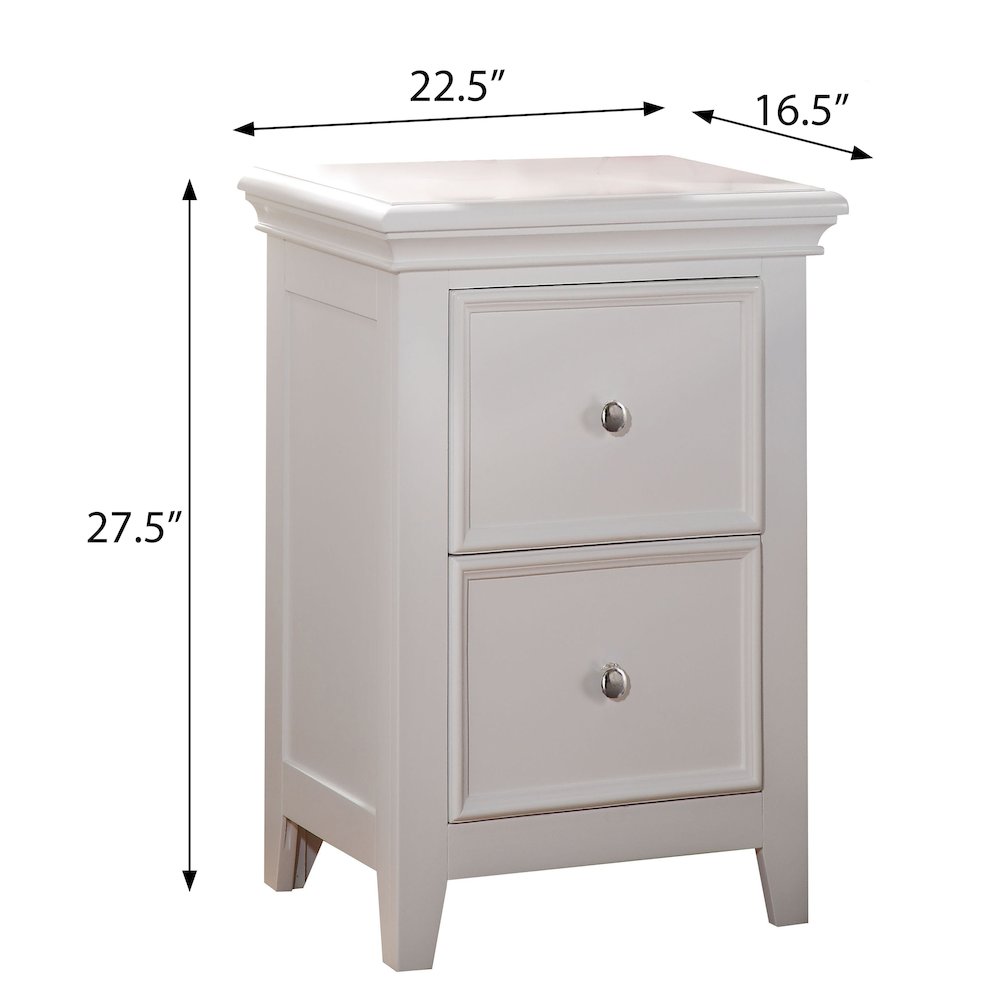 White 2-drawer Nightstand. Picture 4