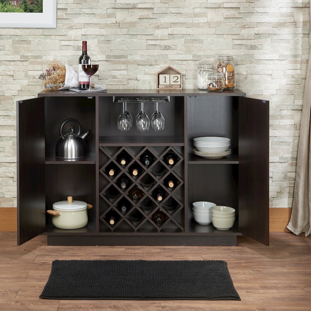 Espresso 2-door Rectangular Wine Cabinet with Steamware Rack. Picture 3