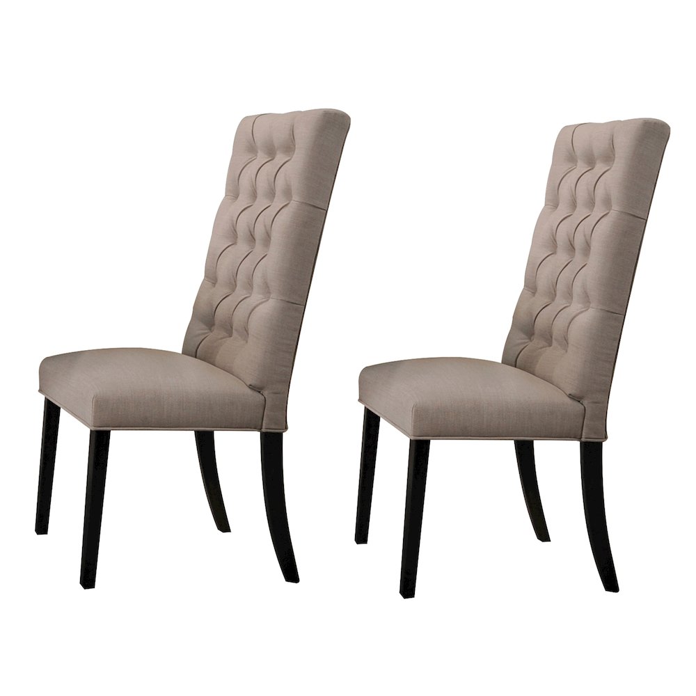 Tan and Vintage Black Tufted Parson Chairs (Set of 2). Picture 1