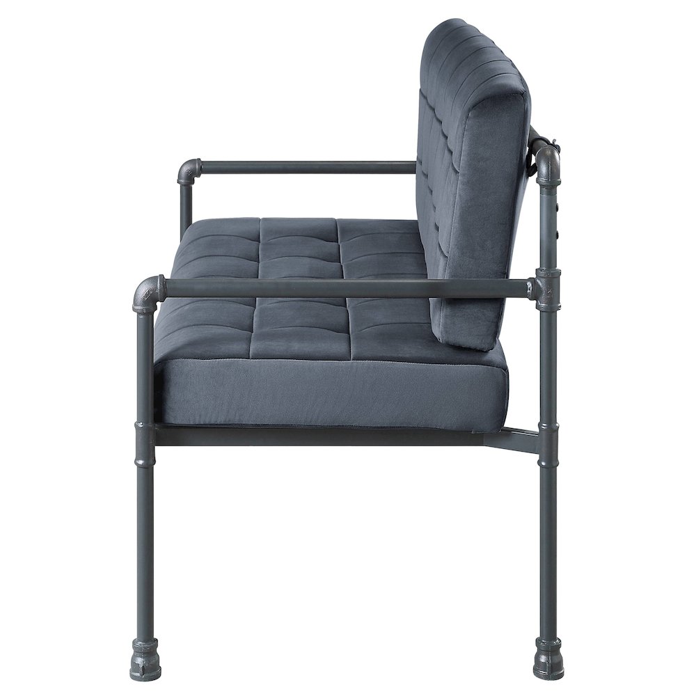 Grey and Sandy Grey Loveseat with Loose Back. Picture 3