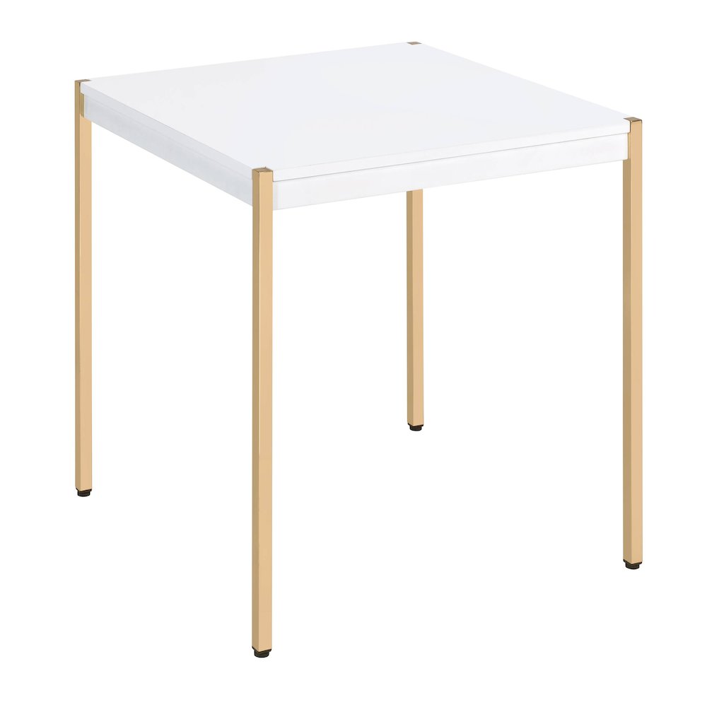 White and Gold Square End Table. Picture 1