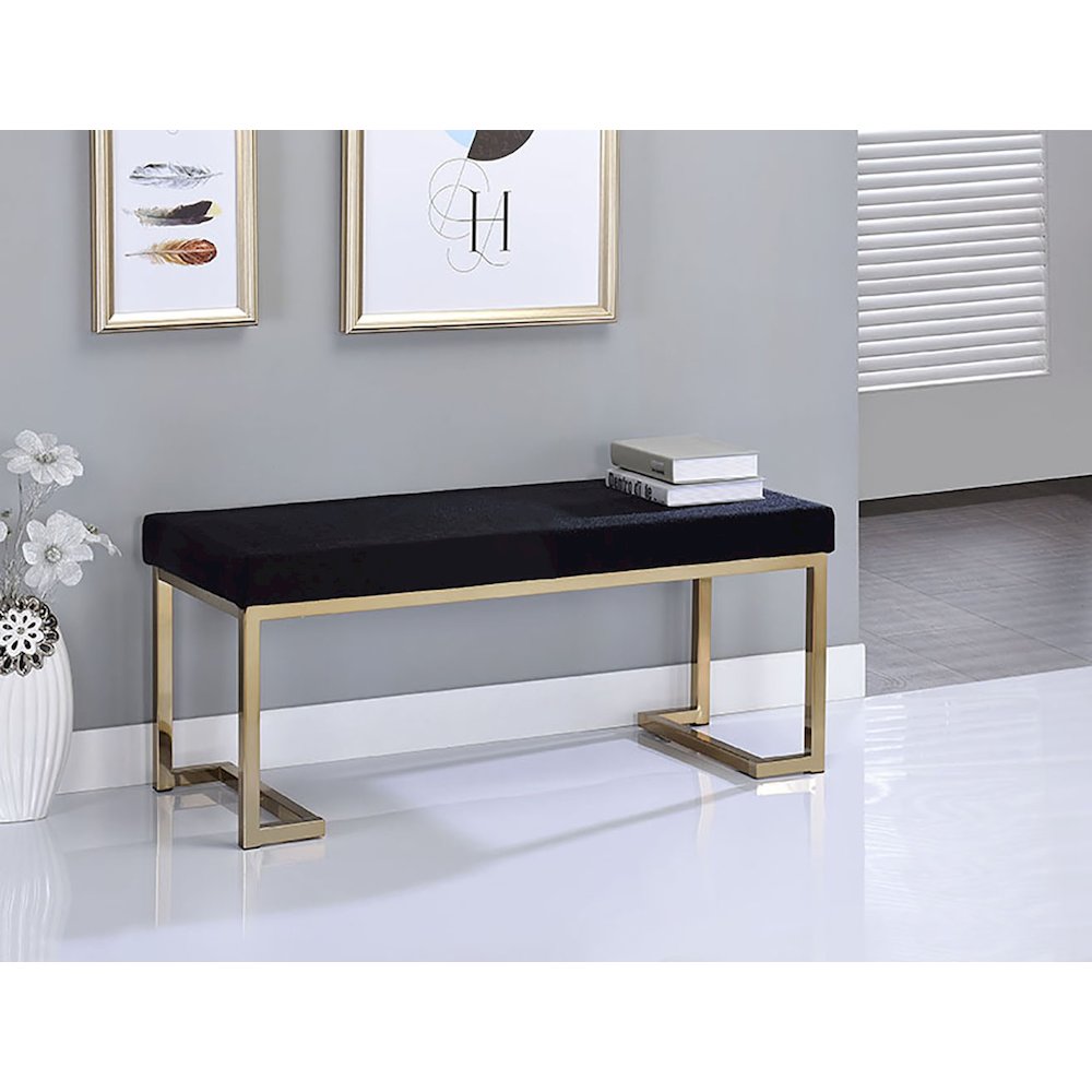 Black and Champagne Bench with C Metal Base. Picture 3