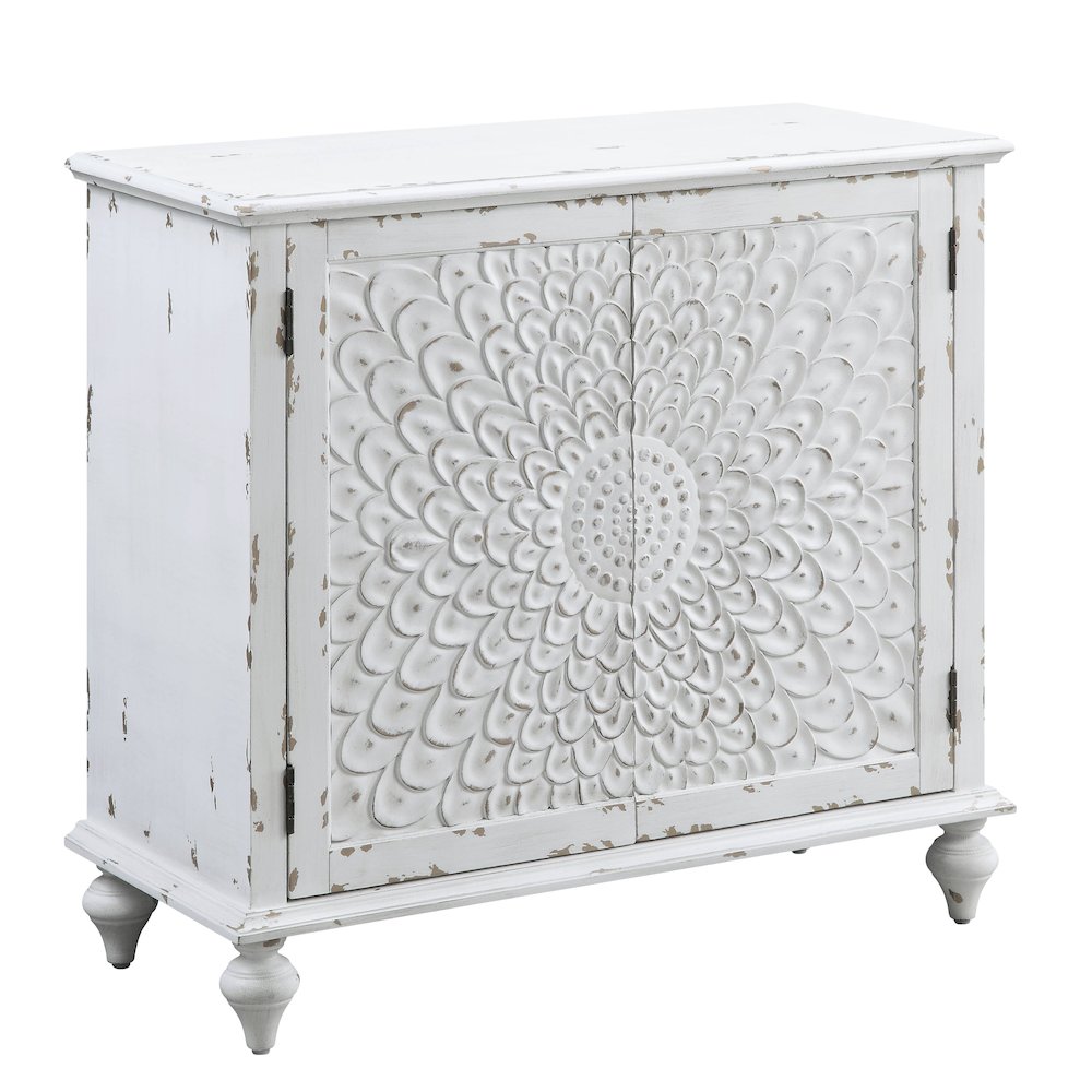 Antique White Rectangular Console Cabinet. Picture 1