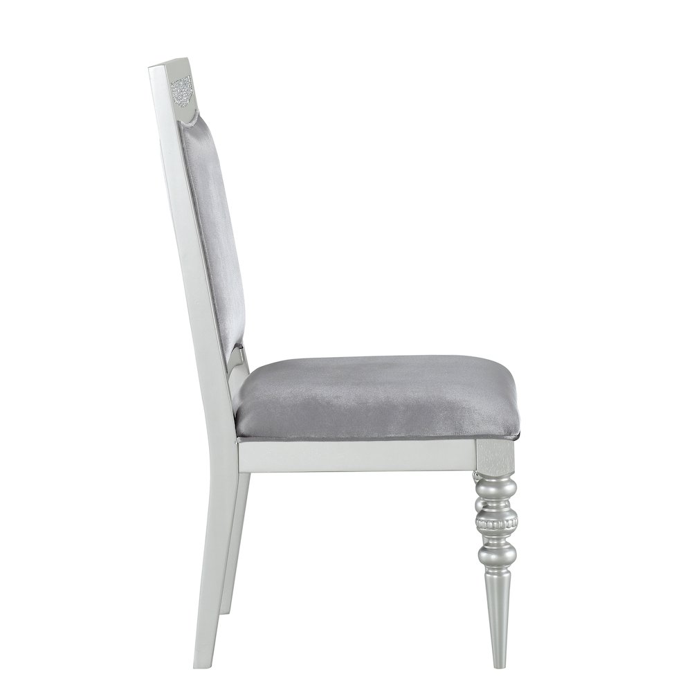 Grey and Platinum Upholstered Side Chairs (Set of 2). Picture 3