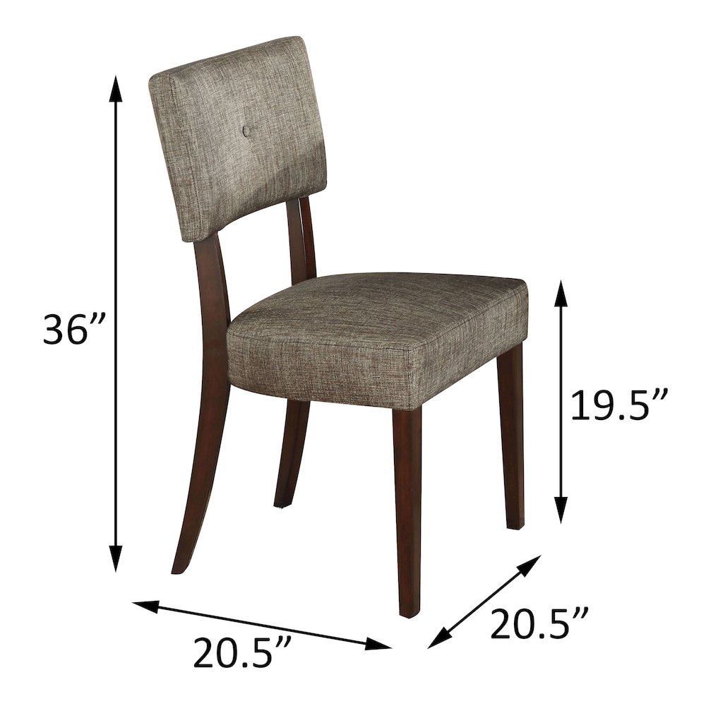 Dark Grey and Espresso Upholstered Back Side Chairs (Set of 2). Picture 4