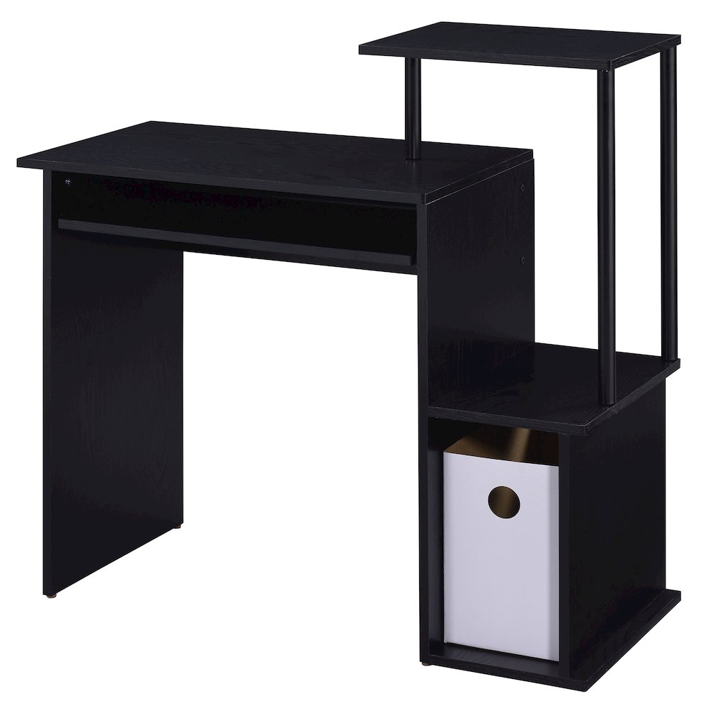 Computer Desk with Keyboard Tray and Open Shelving. Picture 1