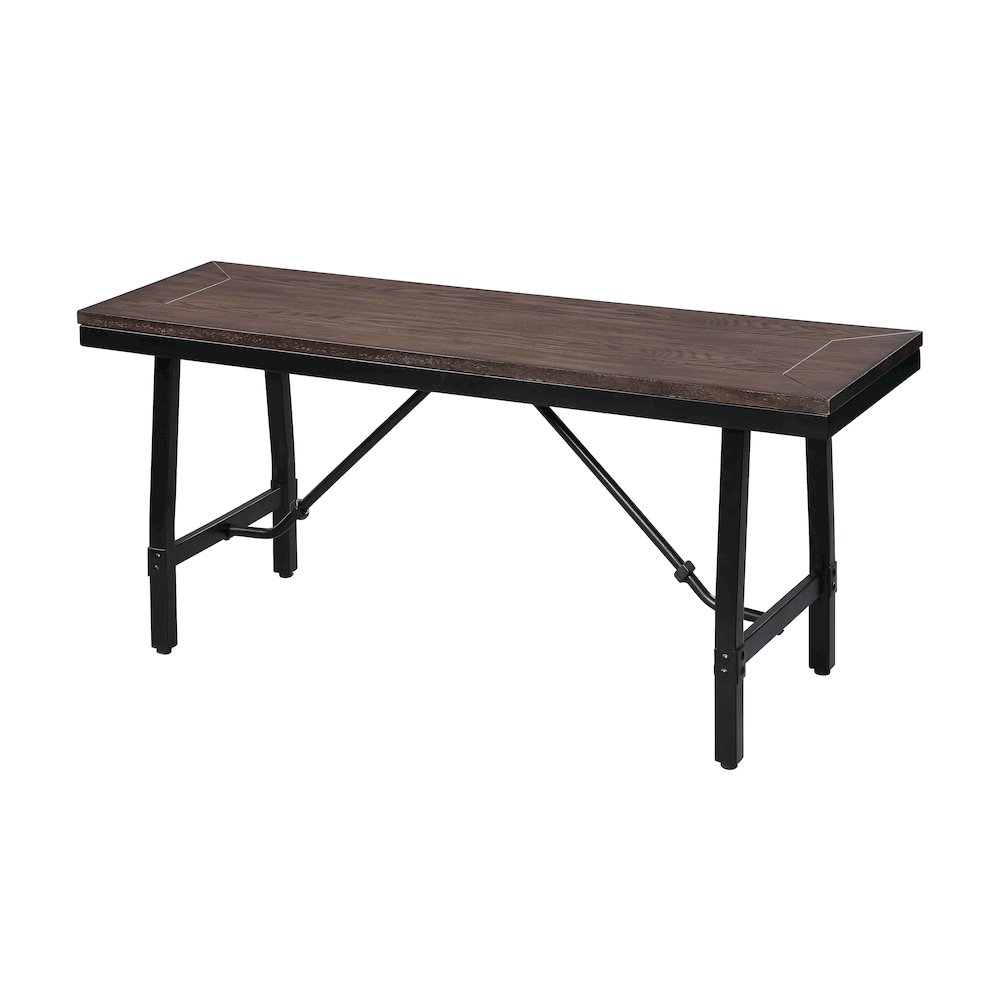 Oak and Black Rectangle Bench. Picture 1