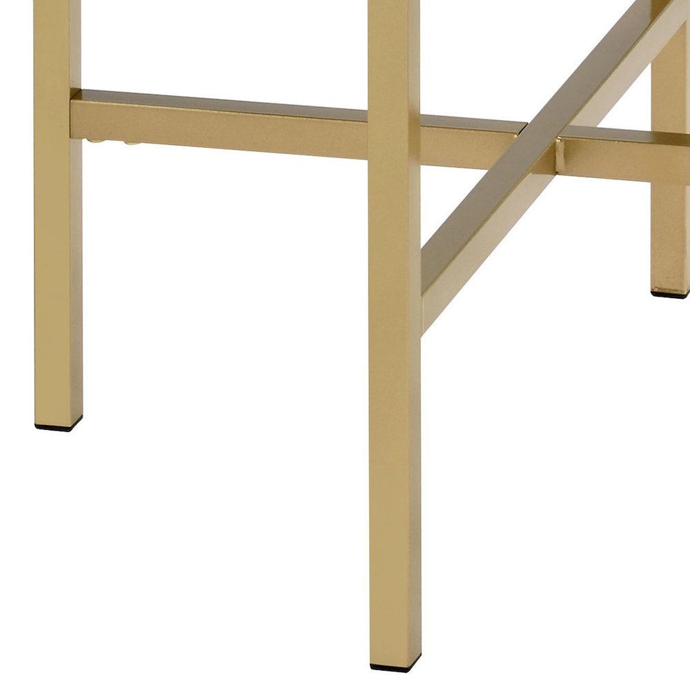 Oak and Gold End Table with Tray Top. Picture 4