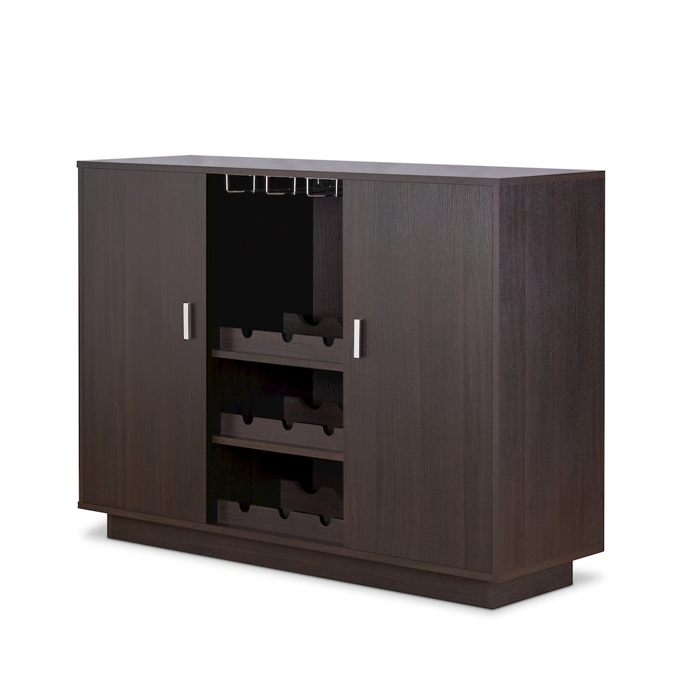 Espresso 2-door Rectangular Wine Cabinet with Steamware Rack. Picture 1