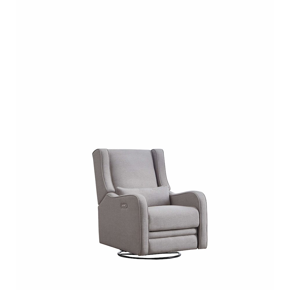 Westwood Design Elsa Fabric Power Swivel Glider and Recliner in Pearl River Gray. Picture 1