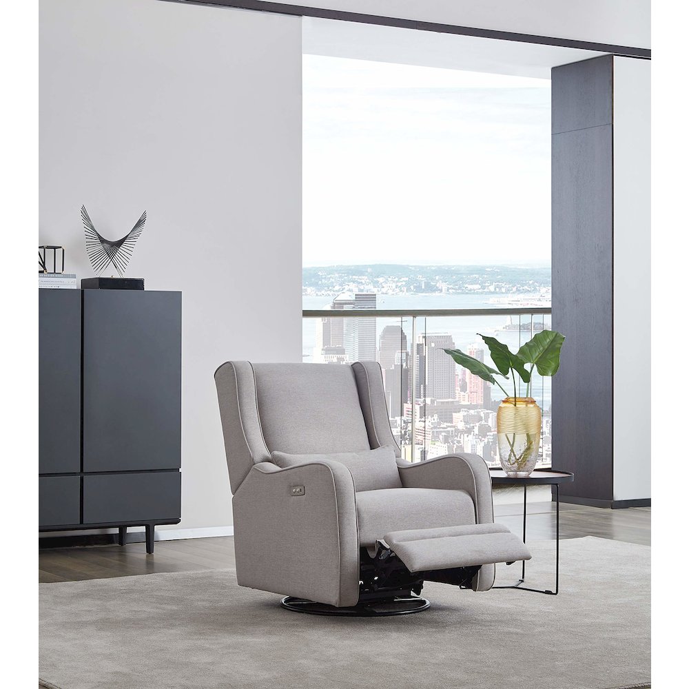 Westwood Design Elsa Fabric Power Swivel Glider and Recliner in Pearl River Gray. Picture 2