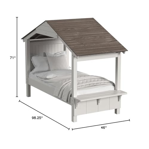 Westwood Design Lodge Wood Complete Twin Bed with Full Roof in Cookies/Cream. Picture 2