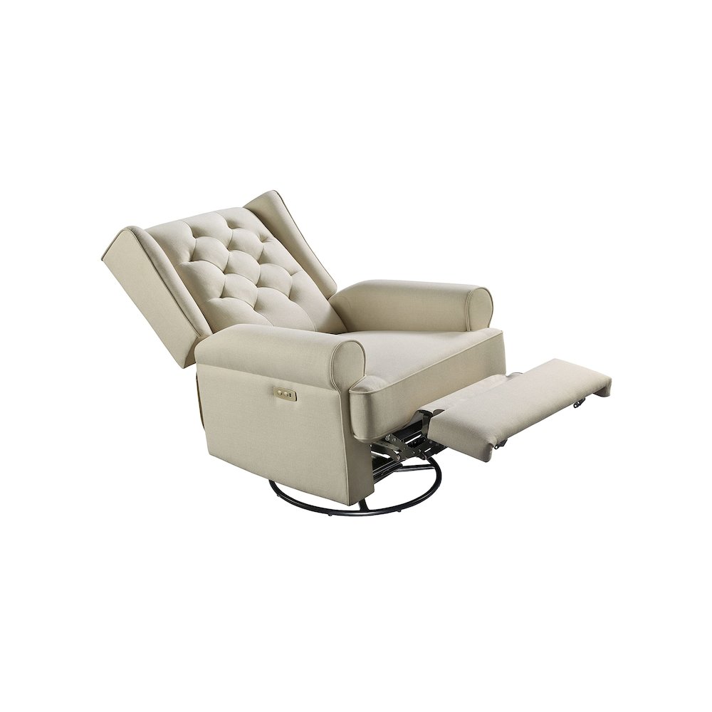 Westwood Design Amelia Traditional Fabric USB Glider and Recliner in Natural. Picture 2
