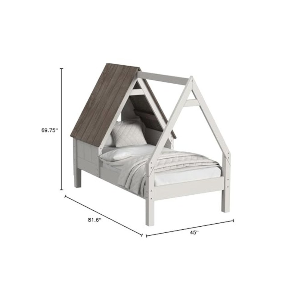 Westwood Design Lodge Wood Complete Twin Bed w/ Half Roof Window - Cookies/Cream. Picture 2